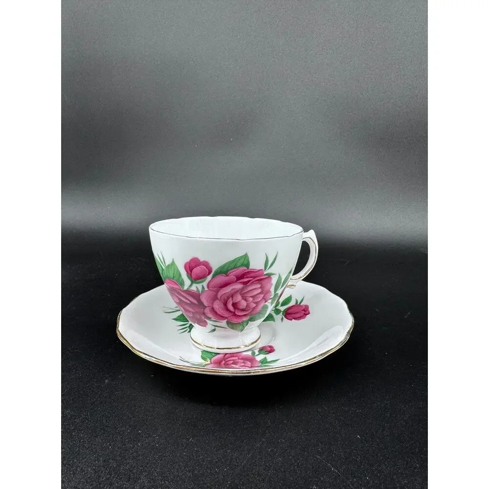 3 Vintage English Bone China Teacup Saucer Sets Royal Vale Colclough Queen Anne